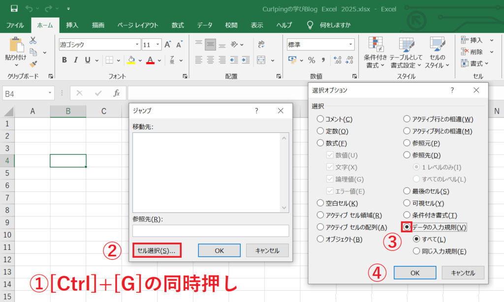 Excelのデータの入力規則を一覧で表示する方法